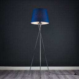Valuelights Camden Chrome Tripod Floor Lamp With Navy Tapered Shade And Bulb - thumbnail 2