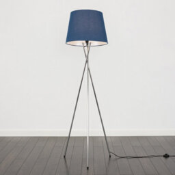 Valuelights Camden Chrome Tripod Floor Lamp With Navy Tapered Shade And Bulb - thumbnail 4