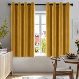 Aspire Homeware Ochre Blackout Velvet Curtain Thermal Insulated Eyelet Window Curtain Pair (W)117Cm X (D)137 - thumbnail 7