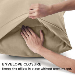 Ameha Bedding Pillowcase-Plain Dyed Beige Breathable Envelope Durable Pillow Cover 2 Pair (50 X 75 Cm) Pillow Covers - thumbnail 3