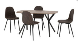 Seconique Athens Rectangular Dining Set - Medium Oak Effect/black/brown Faux Leather - thumbnail 1