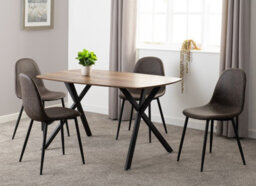Seconique Athens Rectangular Dining Set - Medium Oak Effect/black/brown Faux Leather - thumbnail 3