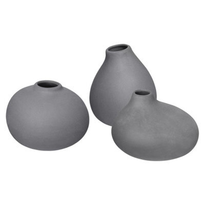 Blomus Nona Set Of 3 Porcelain Vases - Pewter - image 1