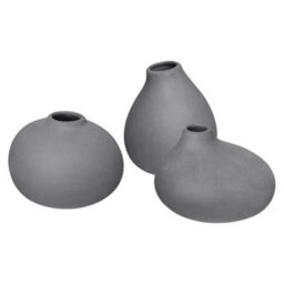 Blomus Nona Set Of 3 Porcelain Vases - Pewter