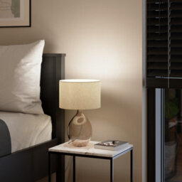 GoodHome Cushing Cylinder Brown & Beige Table Lamp