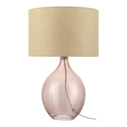 GoodHome Cushing Cylinder Brown & Beige Table Lamp - thumbnail 2