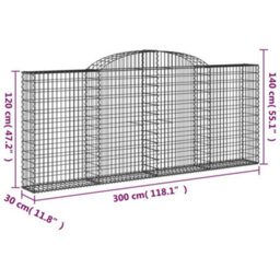 Berkfield Arched Gabion Baskets 7 Pcs 300X30X120/140 Cm Galvanised Iron - thumbnail 6