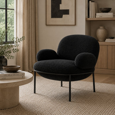 Where Saints Go Ltd Armchair Osca Accent Chair Black Sherpa Fabric Black Metal Frame 79Cm By Where Saints Go - image 1