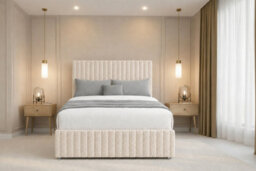 "Nexus Verona Cream Teddy Divan Bed Base 2 Drawers Left Side With 54"" Floor Standing Headboard 12"" Footboard 4'6 Double" - thumbnail 5