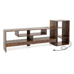 "Brown 55"" Cube Tv Stand Power Outlets"