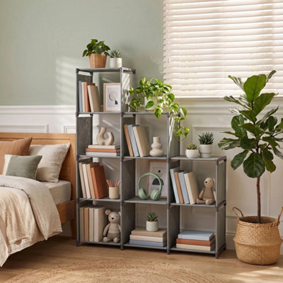 Freestanding Bookshelf Bookcase Cube Storage Shelves Organiser 4 Tier 5 Tier Grey - image 1