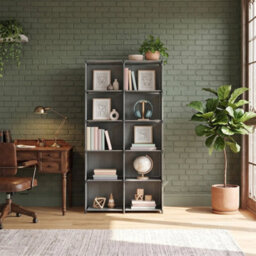 Freestanding Bookshelf Bookcase Cube Storage Shelves Organiser 4 Tier 5 Tier Grey - thumbnail 3