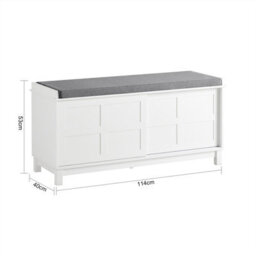 Sobuy Fsr86-W, Shoe Bench Shoe Cabinet With 2 Sliding Doors And Seat Cushion,white,w114Xd40Xh53 - thumbnail 3