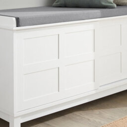 Sobuy Fsr86-W, Shoe Bench Shoe Cabinet With 2 Sliding Doors And Seat Cushion,white,w114Xd40Xh53 - thumbnail 6