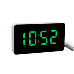 Green Digital Led Desk Alarm Clock Large Mirror Display Usb Snooze Temperature Mode