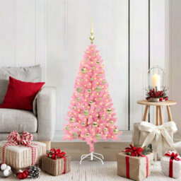 Vidaxl Christmas Tree With 150 Leds With Stand Pink 120 Cm Pvc - thumbnail 1