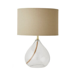Valuelights Eloise Natural Linen Drum Shade Clear Glass Teardrop Table Lamp - thumbnail 7