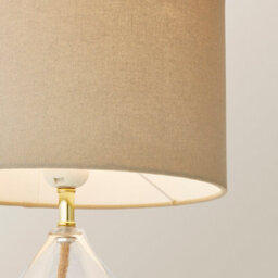Valuelights Eloise Natural Linen Drum Shade Clear Glass Teardrop Table Lamp - thumbnail 4