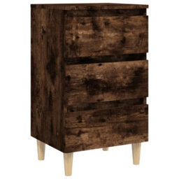 Berkfield Bed Cabinets With Solid Wood Legs 2 Pcs Smoked Oak 40X35X69 Cm - thumbnail 5