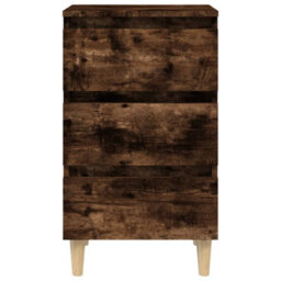 Berkfield Bed Cabinets With Solid Wood Legs 2 Pcs Smoked Oak 40X35X69 Cm - thumbnail 6