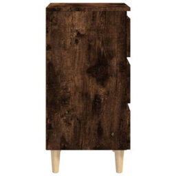 Berkfield Bed Cabinets With Solid Wood Legs 2 Pcs Smoked Oak 40X35X69 Cm - thumbnail 7