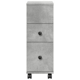 Vidaxl Narrow Bathroom Cabinet With Wheels Concrete Grey Engineered Wood - thumbnail 4