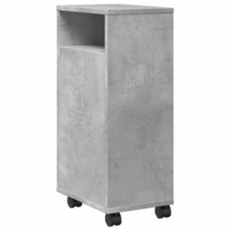 Vidaxl Narrow Bathroom Cabinet With Wheels Concrete Grey Engineered Wood - thumbnail 6