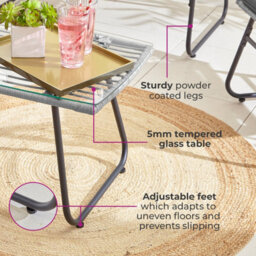 Neo Grey Bamboo Style Garden Sofa, Table & Chairs 4 Piece Set - thumbnail 2