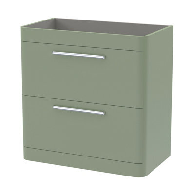 Hudson Reed Solar Floor Standing 2-Drawer Unit, Elegant Vanity Unit In Bathroom With Soft Close Drawers, Fern Green - image 1