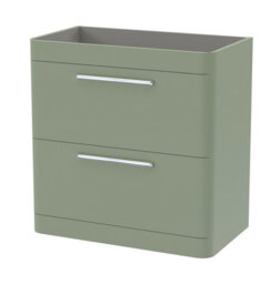 Hudson Reed Solar Floor Standing 2-Drawer Unit, Elegant Vanity Unit In Bathroom With Soft Close Drawers, Fern Green - thumbnail 1