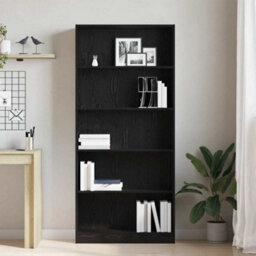 Berkfield Durable Bookcase Black Oak 80X24X176 Cm Engineered Wood - thumbnail 3