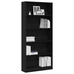 Berkfield Durable Bookcase Black Oak 80X24X176 Cm Engineered Wood - thumbnail 4