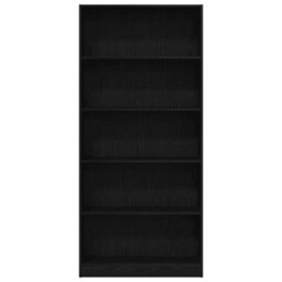 Berkfield Durable Bookcase Black Oak 80X24X176 Cm Engineered Wood - thumbnail 5