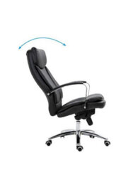 Evre Style Black Office Chair Faux Leather With Height Swivel Adjust Headrest - thumbnail 3