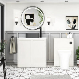 Royal Bathrooms Royal Bathroom Elmore 800mm Classic White Freestanding Bathroom Vanity Unit 2 Door Plain White Worktop With Art Square Basin - thumbnail 5