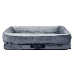 Skylos Dog Bed Xl,orthopedic Dog Bed With Bolster Flannel Grey - thumbnail 3