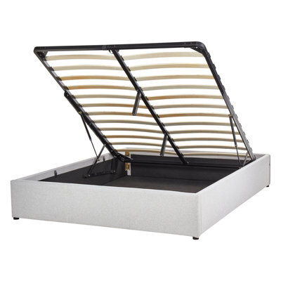 Beliani Ottoman Bed Without Headboard Dinan Fabric Light Grey 140 X 200 Cm (Eu Double) - image 1