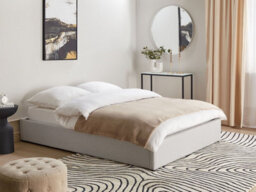 Beliani Ottoman Bed Without Headboard Dinan Fabric Light Grey 140 X 200 Cm (Eu Double) - thumbnail 2