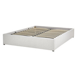 Beliani Ottoman Bed Without Headboard Dinan Fabric Light Grey 140 X 200 Cm (Eu Double) - thumbnail 5