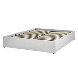 Beliani Ottoman Bed Without Headboard Dinan Fabric Light Grey 140 X 200 Cm (Eu Double) - thumbnail 4