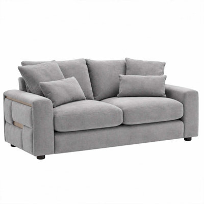 Furnishings For Less UK Juno Grey 2 Seater Chenille Sofa With Removable Seat & Back Cushions - image 1
