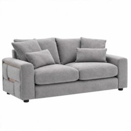 Furnishings For Less UK Juno Grey 2 Seater Chenille Sofa With Removable Seat & Back Cushions - thumbnail 1