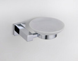 Nes Home Chromed Metal Bathroom Accessory - Round Soap Dish Holder & Soap Dish - thumbnail 1
