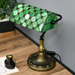 Wyld Haus Nofilu 38Cm Green Stained Glass Table Lamp With Antique Zinc Alloy Base - thumbnail 6