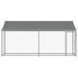 Walplus Grey Dog Cage With Roof And Door 4X2X2 M Galvanised Steel Outdoor Kennel - thumbnail 4