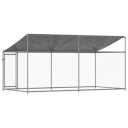 Walplus Grey Dog Cage With Roof And Door 4X2X2 M Galvanised Steel Outdoor Kennel - thumbnail 6