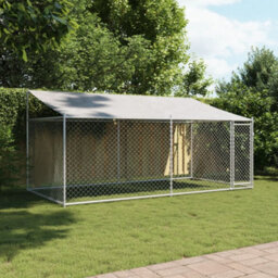 Walplus Grey Dog Cage With Roof And Door 4X2X2 M Galvanised Steel Outdoor Kennel - thumbnail 3