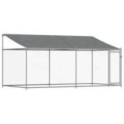 Walplus Grey Dog Cage With Roof And Door 4X2X2 M Galvanised Steel Outdoor Kennel - thumbnail 2