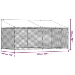 Walplus Grey Dog Cage With Roof And Door 4X2X2 M Galvanised Steel Outdoor Kennel - thumbnail 9