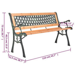 Berkfield Garden Bench 116 Cm Cast Iron And Solid Wood Fir - thumbnail 7